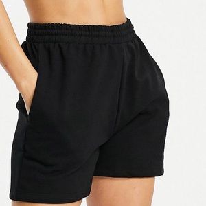 ASOS Design lounge brushed sweat shorts in black
